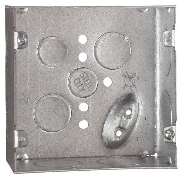 Thomas & Betts - 1 Gang, 1/2, 3/4 Inch Knockout, Nonweather Resistant, Square Outlet Box - 4-11/16 Inch Wide x 2-1/8 Inch Deep x 4-11/16 Inch High, Pre-Galvanized - All Tool & Supply
