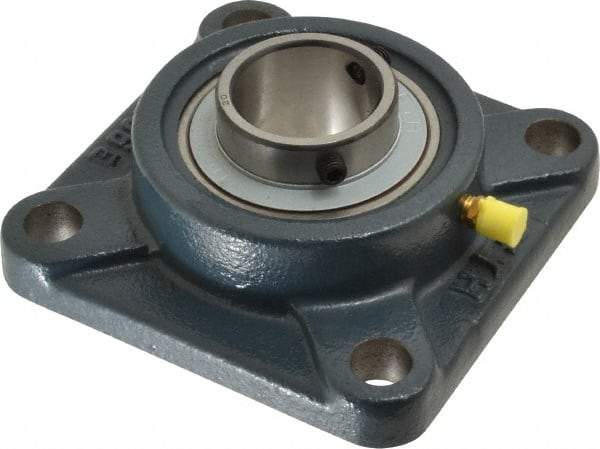 Value Collection - 1-1/4" ID, 4-1/4" OAW x 4-1/4" OAL x 4-1/4" OAH 4-Bolt High Temperature Flange Bearing - 2,500 Lb Static Cap, 4,300 Lb Dyn Cap, 3-1/4" Btw Mnt Hole Ctrs, 45/64" Base-to-Ctr Ht, Cast Iron - All Tool & Supply