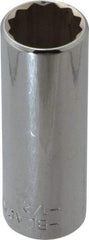 Blackhawk by Proto - 1/2", 1/4" Drive, Deep Hand Socket - 12 Points, 2" OAL, Chrome Finish - All Tool & Supply