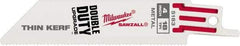 Milwaukee Tool - 4" Long x 3/4" Thick, Steel Reciprocating Saw Blade - Straight Profile, 18 TPI, Toothed Edge, Universal Shank - All Tool & Supply