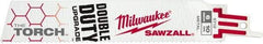 Milwaukee Tool - 6" Long x 1" Thick, Steel Reciprocating Saw Blade - Straight Profile, 10 TPI, Toothed Edge, Universal Shank - All Tool & Supply