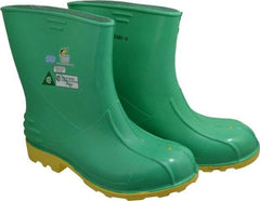 Dunlop Protective Footwear - Men's Size 11-12 Medium Width Steel Knee Boot - Green, PVC Upper, 11" High, Chemical Resistant, Non-Slip - All Tool & Supply