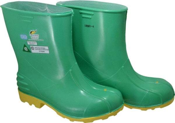 Dunlop Protective Footwear - Men's Size 9-10 Medium Width Steel Knee Boot - Green, PVC Upper, 11" High, Chemical Resistant, Non-Slip - All Tool & Supply