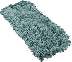 Rubbermaid - 24" Long x 5" Wide Yarn Blend Dust Mop Head - Slip-On/Slip-Through Backing, Green, Twisted Loop Head, Anti-Microbial - All Tool & Supply