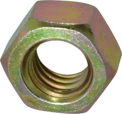 Value Collection - 7/16-14 UNC Steel Right Hand Hex Nut - 11/16" Across Flats, 3/8" High, Zinc Yellow Dichromate Finish - All Tool & Supply