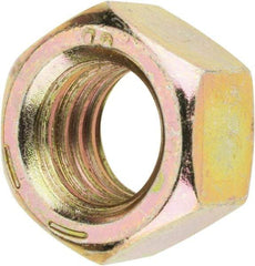 Value Collection - 1/2-13 UNC Steel Right Hand Hex Nut - 3/4" Across Flats, 7/16" High, Zinc Yellow Dichromate Finish - All Tool & Supply