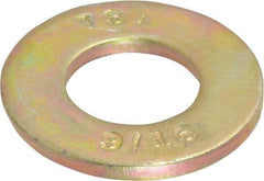 Value Collection - 9/16" Screw, Grade 8 Steel SAE Flat Washer - 19/32" ID x 1-3/16" OD, 3/32" Thick, Zinc Yellow Dichromate Finish - All Tool & Supply