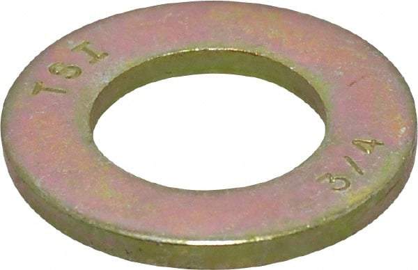 Value Collection - 3/4" Screw, Grade 8 Steel SAE Flat Washer - 13/16" ID x 1-1/2" OD, 9/64" Thick, Zinc Yellow Dichromate Finish - All Tool & Supply