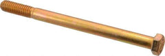 Made in USA - 3/8-16 UNC, 5" Length Under Head Hex Head Cap Screw - Partially Threaded, Grade 8 Alloy Steel, Zinc Yellow Dichromate Finish, 9/16" Hex - All Tool & Supply