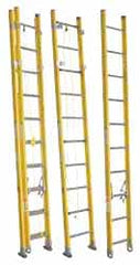 Made in USA - 20' High, Type IAA Rating, Fiberglass Extension Ladder - All Tool & Supply