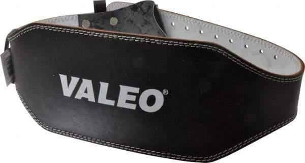 Valeo - Size M, Traditional Buckle, Leather Belt - 31 to 37" Waist, 6" Wide, Lumbar Support, Black - All Tool & Supply