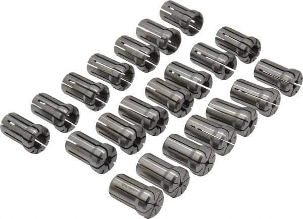 Parlec - 21 Piece, 1/8" to 3/4" Capacity, Double Angle Collet Set - Series DA180 - Exact Industrial Supply