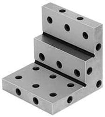 Suburban Tool - 3" Wide x 2-3/4" Deep x 3" High Steel Precision-Ground Angle Plate - Stepped Plate, Machined Holes on Surface, Open End, 9/16" Thick, Single Plate - All Tool & Supply