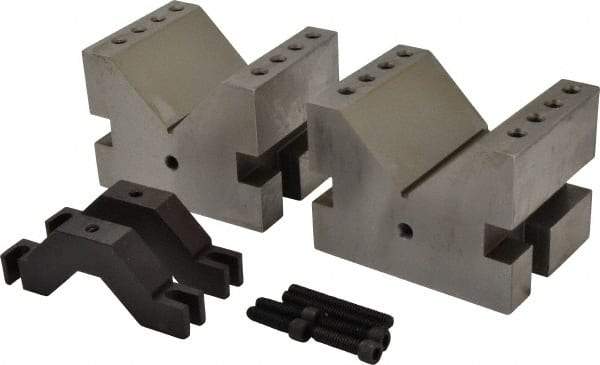 Suburban Tool - 2-1/4" Max Capacity, 90° Angle, Hardened Steel V-Block - 3" Long x 4" Wide x 3" High, Sold as Matched Pair - All Tool & Supply