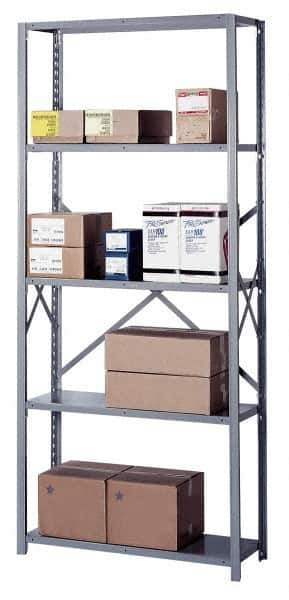 Lyon - 5 Shelf Starter Open Steel Shelving - 1,300 Lb Capacity, 36" Wide x 84" High x 12" Deep, Gray - All Tool & Supply