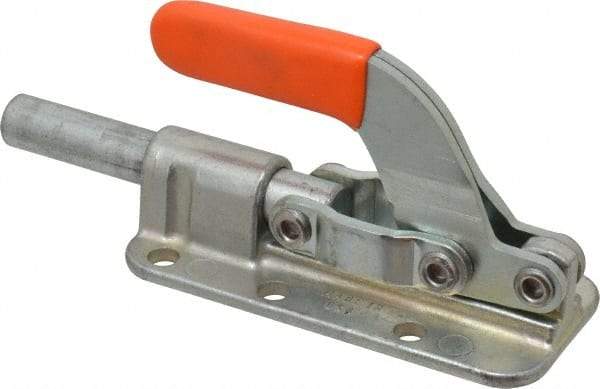 Lapeer - 2,500 Lb Load Capacity, Flanged Base, Carbon Steel, Standard Straight Line Action Clamp - 6 Mounting Holes, 0.34" Mounting Hole Diam, 5/8" Plunger Diam, Straight Handle - All Tool & Supply