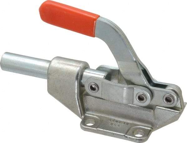 Lapeer - 850 Lb Load Capacity, Flanged Base, Carbon Steel, Standard Straight Line Action Clamp - 4 Mounting Holes, 0.33" Mounting Hole Diam, 5/8" Plunger Diam, Straight Handle - All Tool & Supply