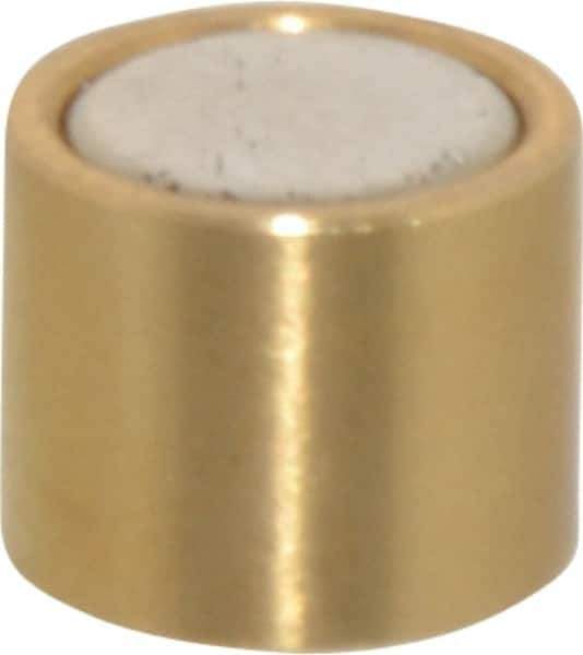 Mag-Mate - 5/16" Diam x 1/4" High, 1 Lb Average Pull Force, 2 Lb Max Pull Force, Neodymium Rare Earth Shielded Magnet - Brass Shield, 0.032" Shielding Wall Thickness - All Tool & Supply