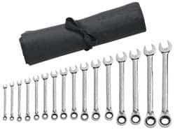 GearWrench - 16 Piece, 8mm to 25mm, 6 Point Combination Wrench Set - Metric Measurement Standard, Chrome Finish, Comes in Vinyl Pouch - All Tool & Supply