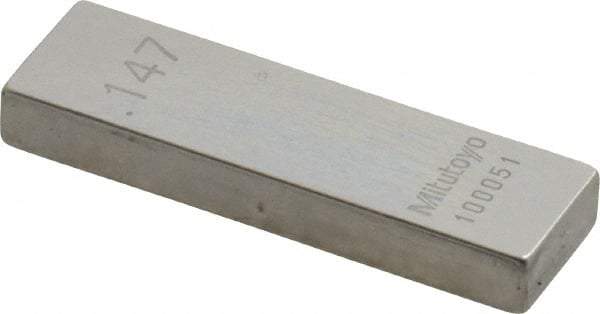 Mitutoyo - 0.147" Rectangular Steel Gage Block - Accuracy Grade AS-1, Includes Certificate of Inspection - All Tool & Supply