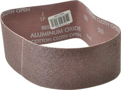 Norton - 3" Wide x 21" OAL, 50 Grit, Aluminum Oxide Abrasive Belt - Aluminum Oxide, Coarse, Coated, X Weighted Cloth Backing, Series R228 - All Tool & Supply