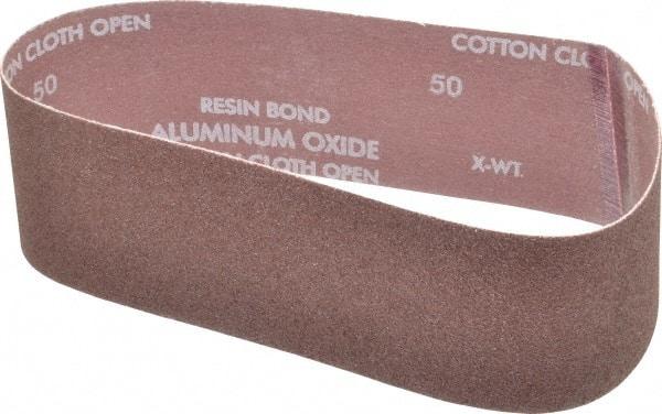 Norton - 3" Wide x 24" OAL, 50 Grit, Aluminum Oxide Abrasive Belt - Aluminum Oxide, Coarse, Coated, X Weighted Cloth Backing, Series R228 - All Tool & Supply