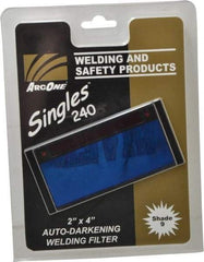 ArcOne - 4-1/4" Wide x 2" High, Lens Shade 9, Auto-Darkening Lens - 0.2" Thick, Green, Horizontal Mount - All Tool & Supply