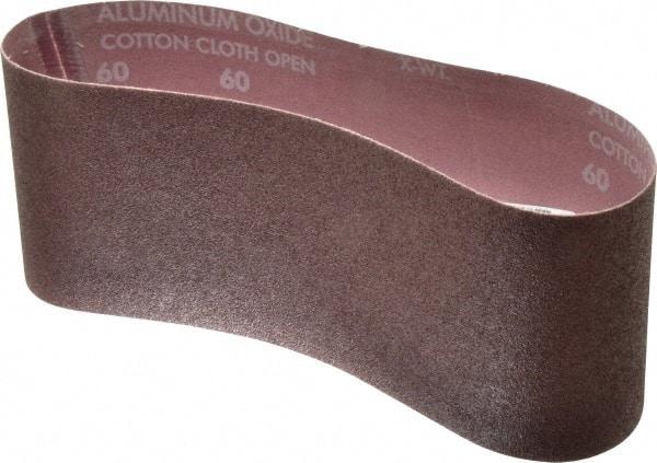 Norton - 4" Wide x 24" OAL, 60 Grit, Aluminum Oxide Abrasive Belt - Aluminum Oxide, Medium, Coated, X Weighted Cloth Backing, Series R228 - All Tool & Supply