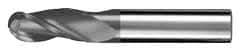 SGS - 9/16" Diam, 1-1/8" LOC, 3 Flute Solid Carbide Ball End Mill - AlTiN Finish, Single End, 3-1/2" OAL, 9/16" Shank Diam, Spiral Flute - All Tool & Supply