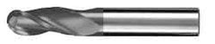 SGS - 9/16" Diam, 1-1/8" LOC, 3 Flute Solid Carbide Ball End Mill - AlTiN Finish, Single End, 3-1/2" OAL, 9/16" Shank Diam, Spiral Flute - All Tool & Supply