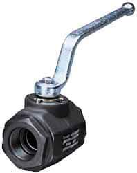 HYDAC - 1-1/4" Pipe, Carbon Steel Standard Ball Valve - 1 Piece, SAE x SAE Ends, Lever Handle, 5,000 WOG - All Tool & Supply