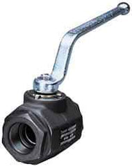 HYDAC - 1-1/2" Pipe, Carbon Steel Standard Ball Valve - 1 Piece, SAE x SAE Ends, Lever Handle, 5,000 WOG - All Tool & Supply