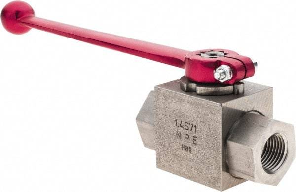 HYDAC - 1/2" Pipe, Stainless Steel Standard Ball Valve - 1 Piece, FNPT x FNPT Ends, Lever Handle, 5,800 WOG - All Tool & Supply