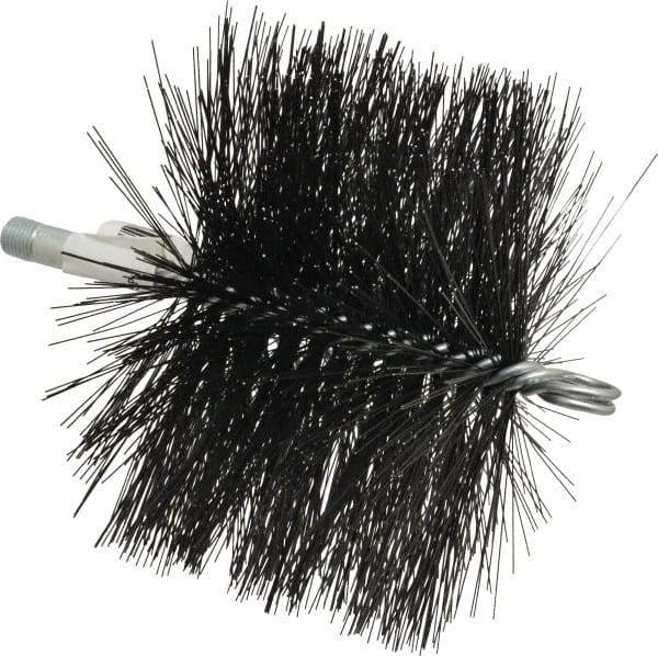 Schaefer Brush - 4-1/2" Brush Length, 6-1/2" Diam, Double Stem, Double Spiral Tube Brush - 7-1/2" Long, Tempered Steel Wire, 1/4" NPT Male Connection - All Tool & Supply