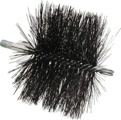 Schaefer Brush - 4-1/2" Brush Length, 6-1/2" Diam, Double Stem, Double Spiral Tube Brush - 7-1/2" Long, Tempered Steel Wire, 1/4" NPT Male Connection - All Tool & Supply