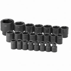 SK - 1/2" Drive Standard Impact Socket Set - 10 to 46mm, Metric Measurement Standard - All Tool & Supply