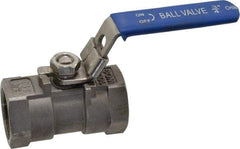 Value Collection - 3/4" Pipe, Standard Port, Stainless Steel Standard Ball Valve - 1 Piece, Inline - One Way Flow, FNPT x FNPT Ends, Lever Handle, 400 WOG - All Tool & Supply