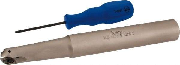 Iscar - 3/4" Cut Diam, 0.61" Max Depth of Cut, 1" Shank Diam, 8" OAL, Indexable Ball Nose End Mill - 3" Head Length, Straight Shank, BCM Toolholder, BCR D.75 Insert - All Tool & Supply