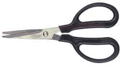 Clauss - 2" LOC, 7" OAL Stainless Steel Blunt Point Shears - Ambidextrous, Serrated, Straight Handle, For General Purpose Use - All Tool & Supply