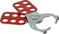 American Lock - Single Jaw, 1" Jaw Diam, 6 PadLocks, Steel Lockout Hasp - Scissor Action, 4-1/2" Long, Red - All Tool & Supply