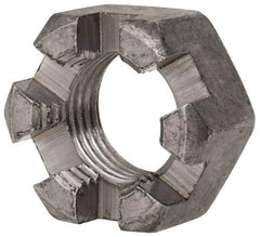 Value Collection - 1/2-20 UNF Grade 2 Steel Slotted Locknut - 3/4" Width Across Flats, 7/16" High, Uncoated - All Tool & Supply