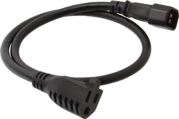 Tripp-Lite - 2' Long, IEC-320-C14/NEMA 5-15R Female Computer Cable - Black, Male x Female - All Tool & Supply