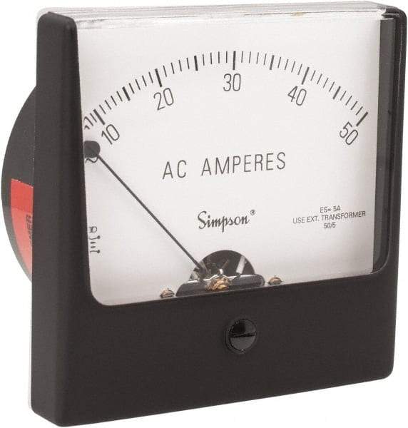 Simpson Electric - Analog, AC Ammeter, Panel Meter - 60 Hz, 0.008 Ohms at 60 Hz - All Tool & Supply