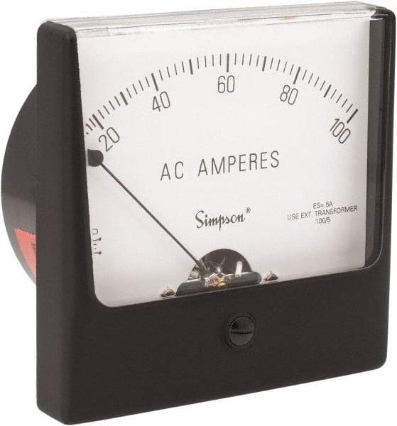 Simpson Electric - Analog, AC Ammeter, Panel Meter - 60 Hz, 0.008 Ohms at 60 Hz - All Tool & Supply