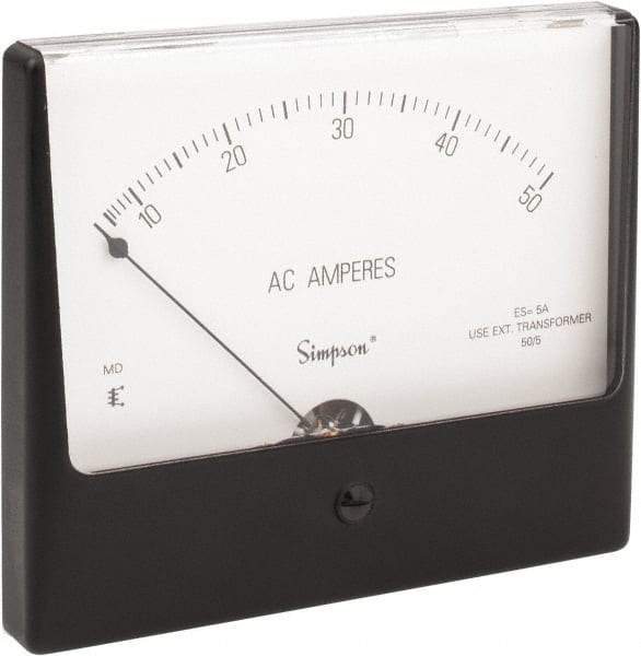 Simpson Electric - Analog, AC Ammeter, Panel Meter - 60 Hz, 0.008 Ohms at 60 Hz - All Tool & Supply