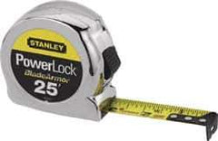 Stanley - 25' x 1" Yellow Blade Tape Measure - 1/16" Graduation, Inch Graduation Style, Silver Case - All Tool & Supply