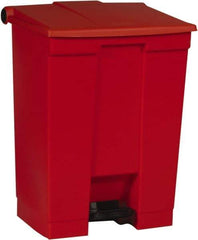 Rubbermaid - 18 Gal Rectangle Unlabeled Trash Can - 26-1/2" High x 19-3/4" Long x 16-1/8" Wide, Red, High-Density Polyethylene - All Tool & Supply