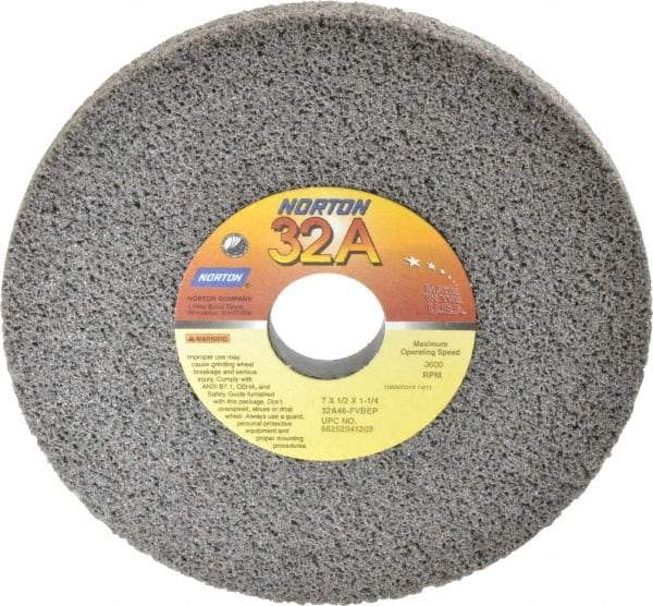 Norton - 7" Diam x 1-1/4" Hole x 1/2" Thick, F Hardness, 46 Grit Surface Grinding Wheel - Aluminum Oxide, Type 1, Coarse Grade, 3,600 Max RPM, Vitrified Bond, No Recess - All Tool & Supply