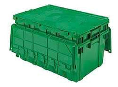 Akro-Mils - 100 Lb Load Capacity Green Polyethylene Attached-Lid Container - Stacking, Nesting, 27.1" Long x 16.9" Wide x 12-1/2" High, Lid Included - All Tool & Supply