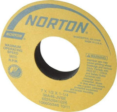 Norton - 7" Diam x 1-1/4" Hole x 1/2" Thick, J Hardness, 46 Grit Surface Grinding Wheel - Aluminum Oxide, Type 1, Coarse Grade, 3,600 Max RPM, Vitrified Bond, No Recess - All Tool & Supply